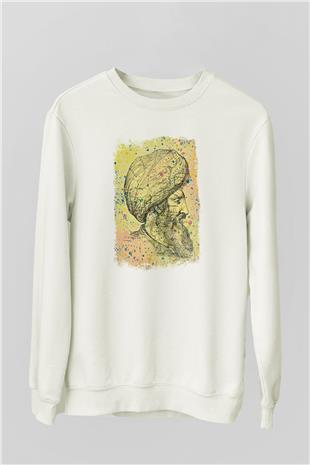 1453 Baskılı Beyaz Unisex Sweatshirt