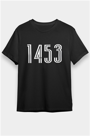 1453 Baskılı Unisex Siyah Tişört - Tshirt