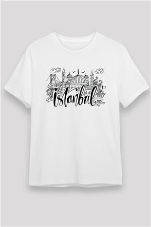 1453 Unisex Baskılı Beyaz Tişört - Tshirt