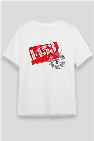 1453 Unisex Baskılı Beyaz Tişört - Tshirt