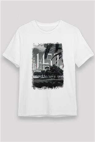 1453 Unisex Baskılı Beyaz Tişört - Tshirt