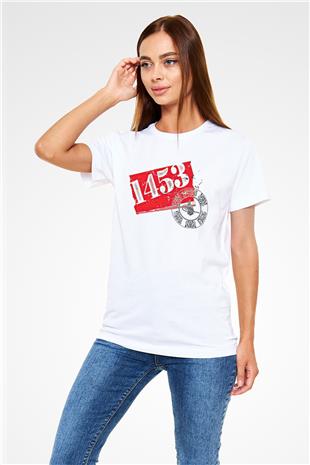 1453 Unisex Baskılı Beyaz Tişört - Tshirt
