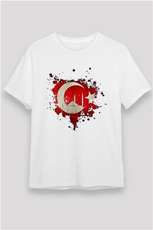 1453 Unisex Baskılı Beyaz Tişört - Tshirt