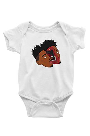 21 Savage Baskılı Beyaz Unisex Bebek Body - Zıbın