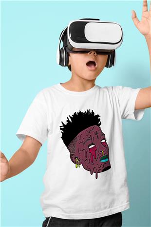 21 Savage Baskılı Beyaz Unisex Beyaz Çocuk Tişört - Tshirt