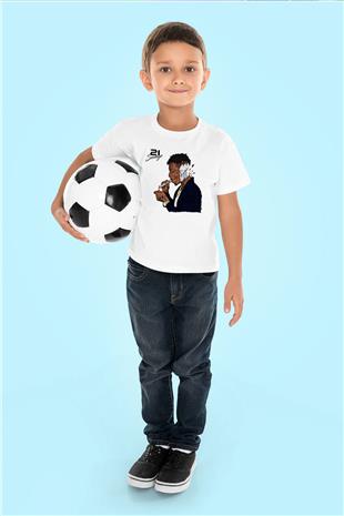 21 Savage Baskılı Beyaz Unisex Beyaz Çocuk Tişört - Tshirt