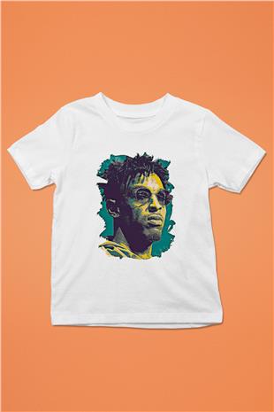 21 Savage Baskılı Beyaz Unisex Beyaz Çocuk Tişört - Tshirt