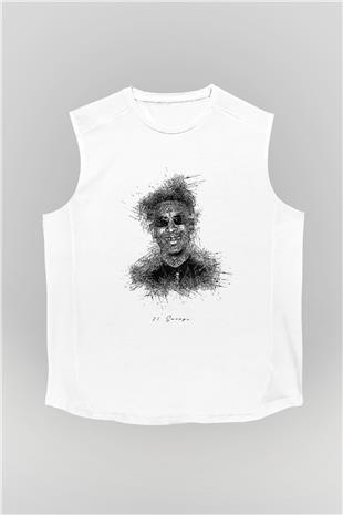 21 Savage Baskılı Beyaz Unisex Kolsuz Tişört - Tshirt