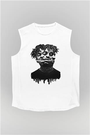 21 Savage Baskılı Beyaz Unisex Kolsuz Tişört - Tshirt