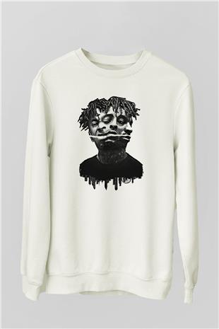 21 Savage Baskılı Beyaz Unisex Sweatshirt