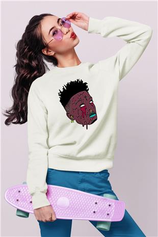 21 Savage Baskılı Beyaz Unisex Sweatshirt