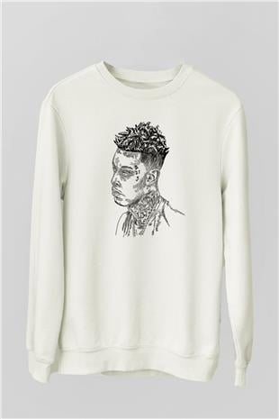 21 Savage Baskılı Beyaz Unisex Sweatshirt