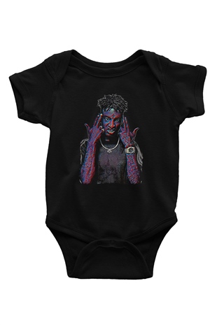 21 Savage Baskılı Unisex Siyah Bebek Body - Zıbın