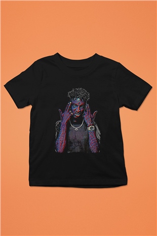 21 Savage Baskılı Unisex Siyah Çocuk Tişört - Tshirt