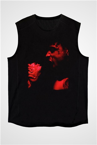 21 Savage Baskılı Unisex Siyah Kolsuz Tişört - Tshirt