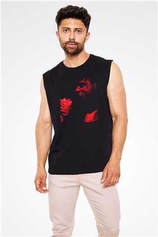 21 Savage Baskılı Unisex Siyah Kolsuz Tişört - Tshirt