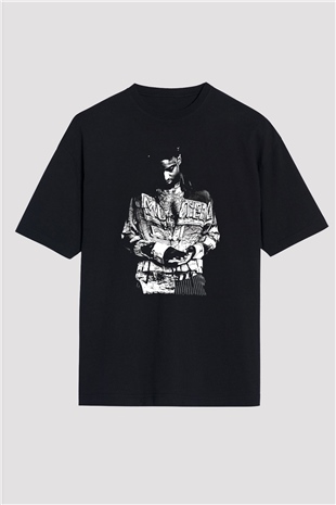 21 Savage Baskılı Unisex Siyah Oversize Tişört - Tshirt