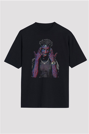 21 Savage Baskılı Unisex Siyah Oversize Tişört - Tshirt