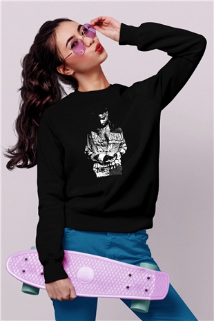 21 Savage Baskılı Unisex Siyah Sweatshirt