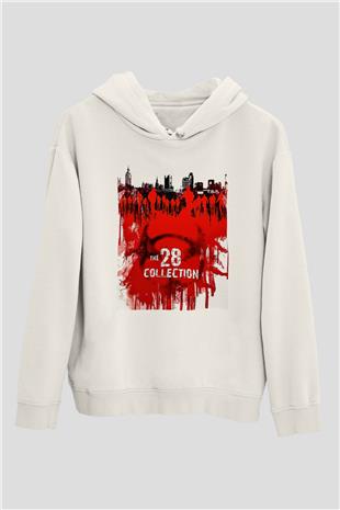 28 Days Later Baskılı Beyaz Unisex Hoodie
