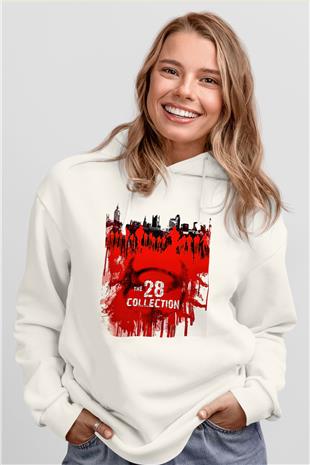 28 Days Later Baskılı Beyaz Unisex Hoodie