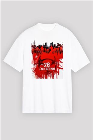 28 Days Later Baskılı Beyaz Unisex Oversize Tişört - Tshirt