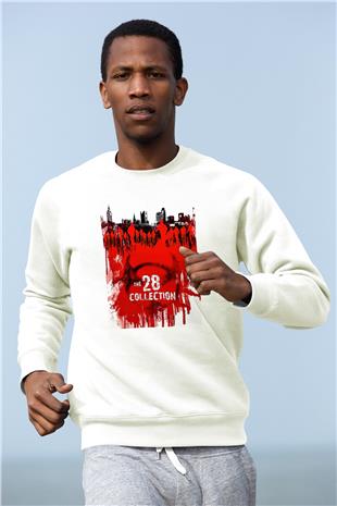 28 Days Later Baskılı Beyaz Unisex Sweatshirt
