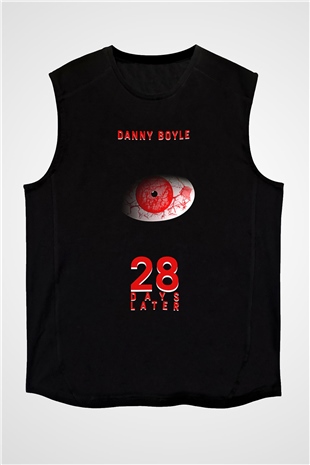 28 Days Later Baskılı Unisex Siyah Kolsuz Tişört - Tshirt