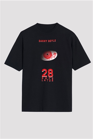 28 Days Later Baskılı Unisex Siyah Oversize Tişört - Tshirt