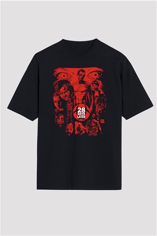 28 Days Later Baskılı Unisex Siyah Oversize Tişört - Tshirt