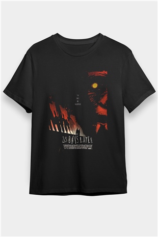 28 Days Later Baskılı Unisex Siyah Tişört - Tshirt