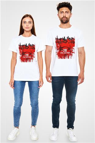 28 Days Later Unisex Baskılı Beyaz Tişört - Tshirt