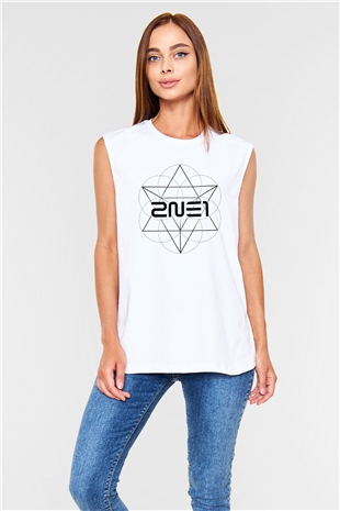 2NE1 K-Pop Beyaz Unisex Kolsuz Tişört