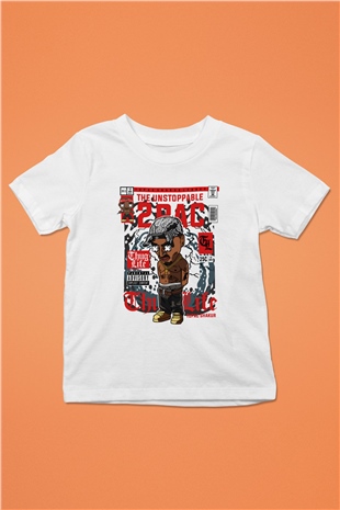2PAC Baskılı Unisex Beyaz Çocuk Tişört