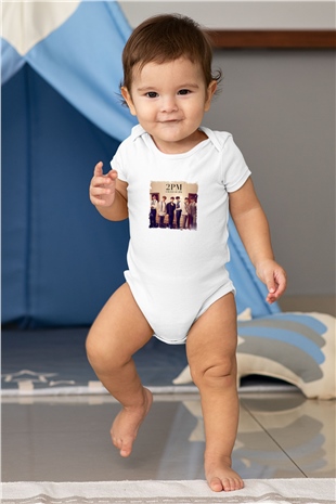 2PM Baskılı Unisex Beyaz Bebek Body - Zıbın