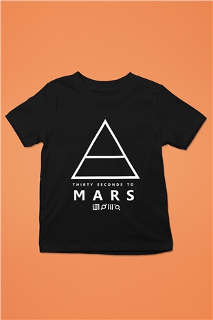 30 Seconds To Mars Baskılı Siyah Unisex Çocuk Tişört