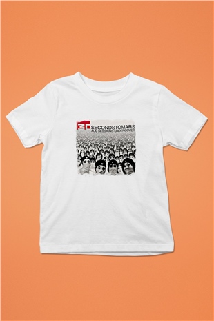 30 Seconds To Mars Baskılı Unisex Beyaz Çocuk Tişört
