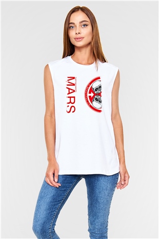 30 Seconds To Mars Baskılı Unisex Beyaz Kolsuz Tişört