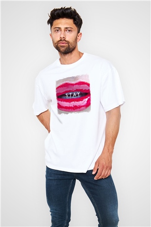 30 Seconds To Mars Baskılı Unisex Beyaz Oversize Tişört