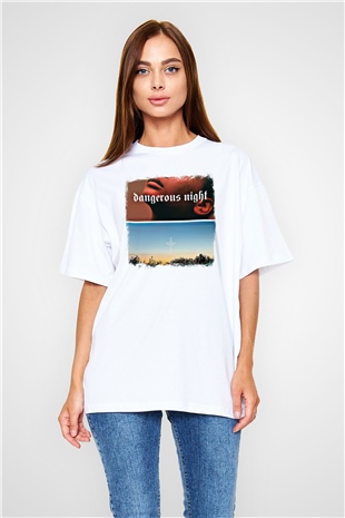 30 Seconds To Mars Baskılı Unisex Beyaz Oversize Tişört