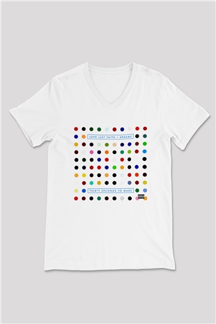30 Seconds To Mars Baskılı Unisex Beyaz V Yaka Tişört