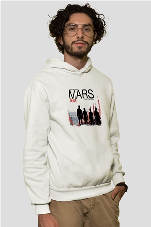 30 Seconds To Mars Baskılı Unisex Beyaz Hoodie