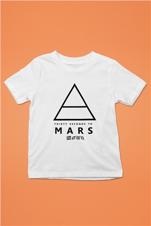 30 Seconds To Mars Baskılı Unisex Beyaz Çocuk Tişört