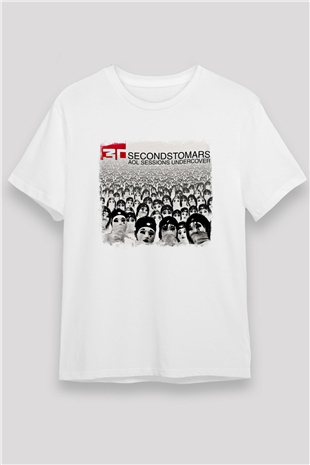 30 Seconds To Mars Baskılı Unisex Beyaz Tişört