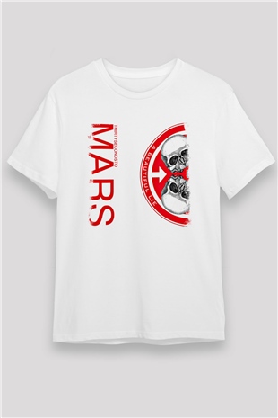 30 Seconds To Mars Baskılı Unisex Beyaz Tişört