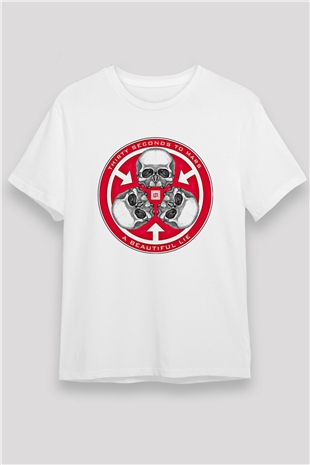 30 Seconds To Mars Baskılı Unisex Beyaz Tişört