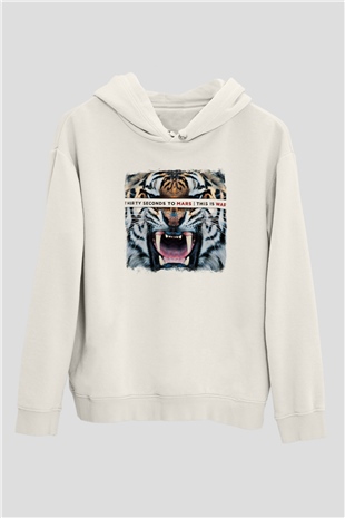 30 Seconds To Mars Baskılı Unisex Beyaz Hoodie
