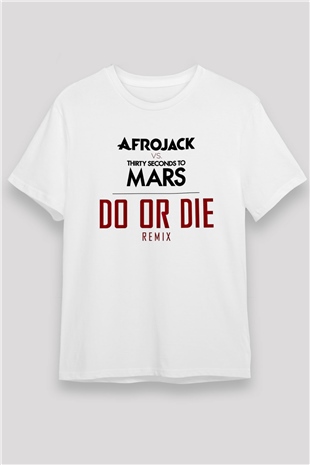 30 Seconds To Mars Baskılı Unisex Beyaz Tişört
