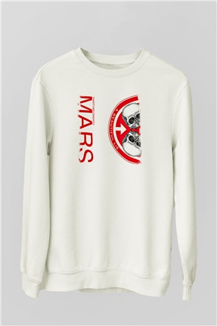 30 Seconds To Mars Baskılı Unisex Beyaz Sweatshirt