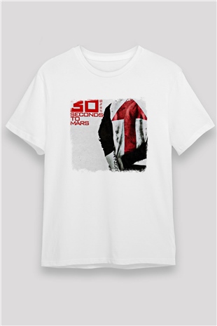 30 Seconds To Mars Baskılı Unisex Beyaz Tişört